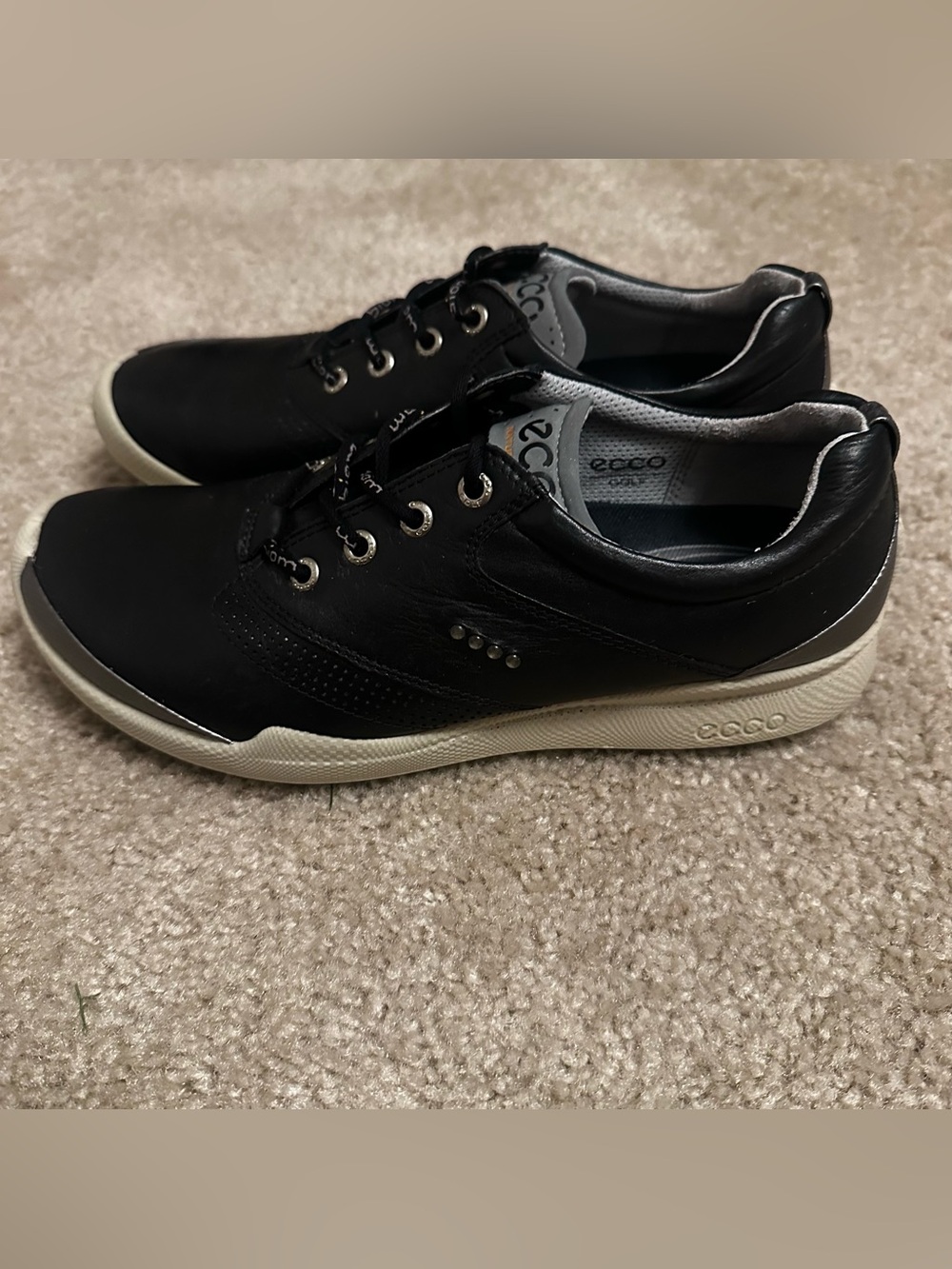 Ecco Biom Hybrid Shoes Womens 9-9.5 40 Black Yak Leather Golf Spikeless Comfort - Picture 6 of 8